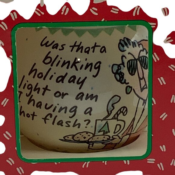 Vtg Shoebox Greetings Glass Ornament 1991 Hallmark Humor Holiday Light Hot Flash - Picture 3 of 6